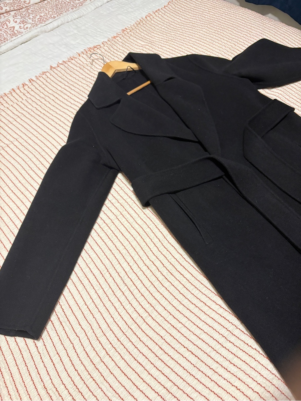 Classic Black Wrap Trench Coat with Self-Tie Belt